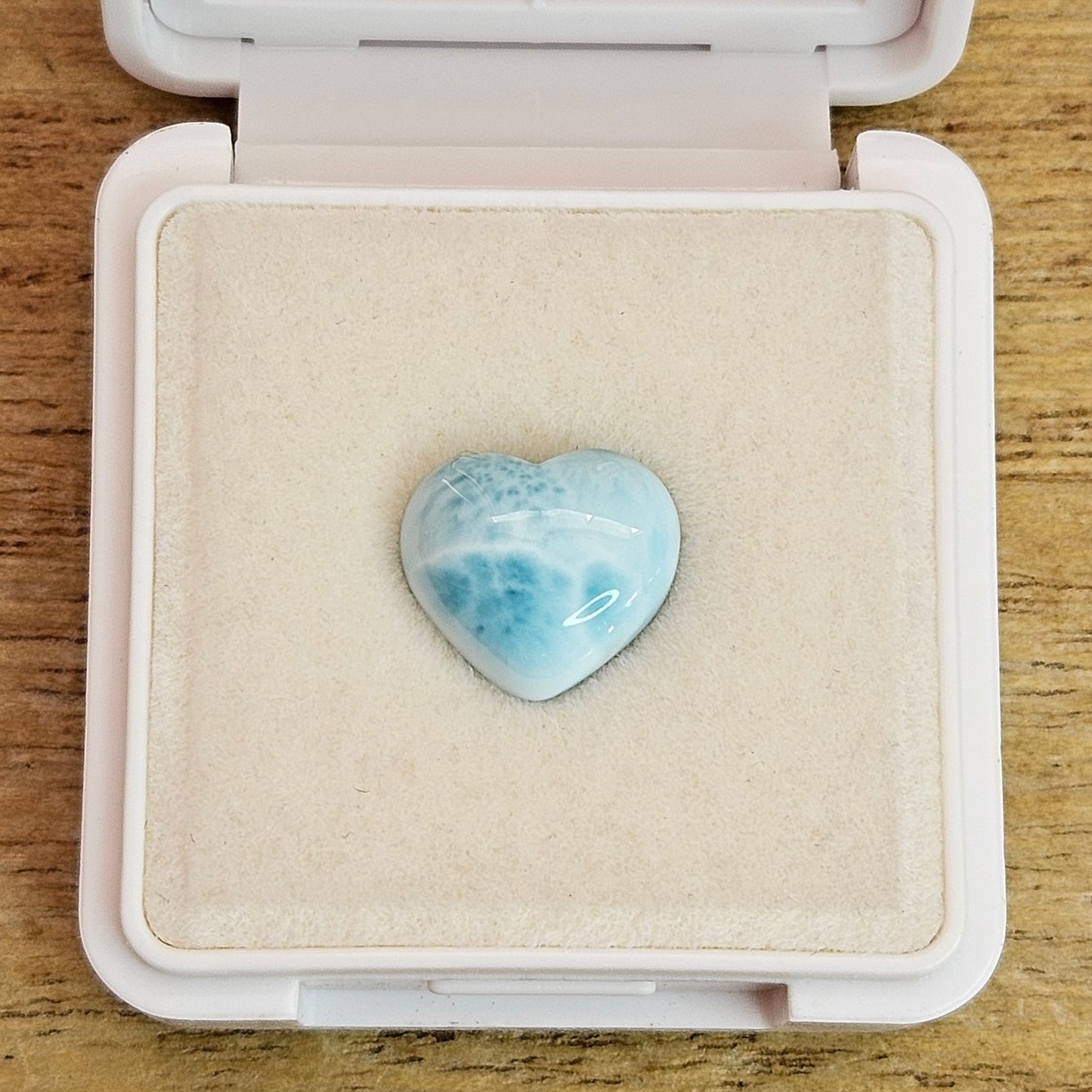 Larimar Heart in Case.