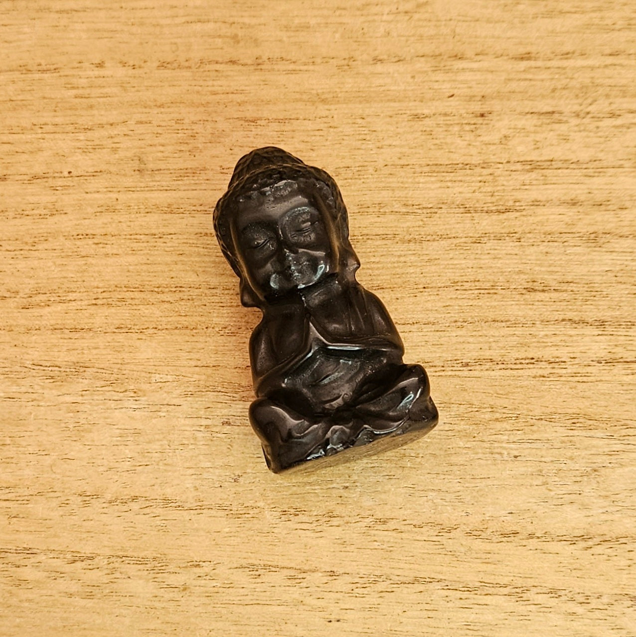 Ice Obsidian Shaka Buddha Carving.