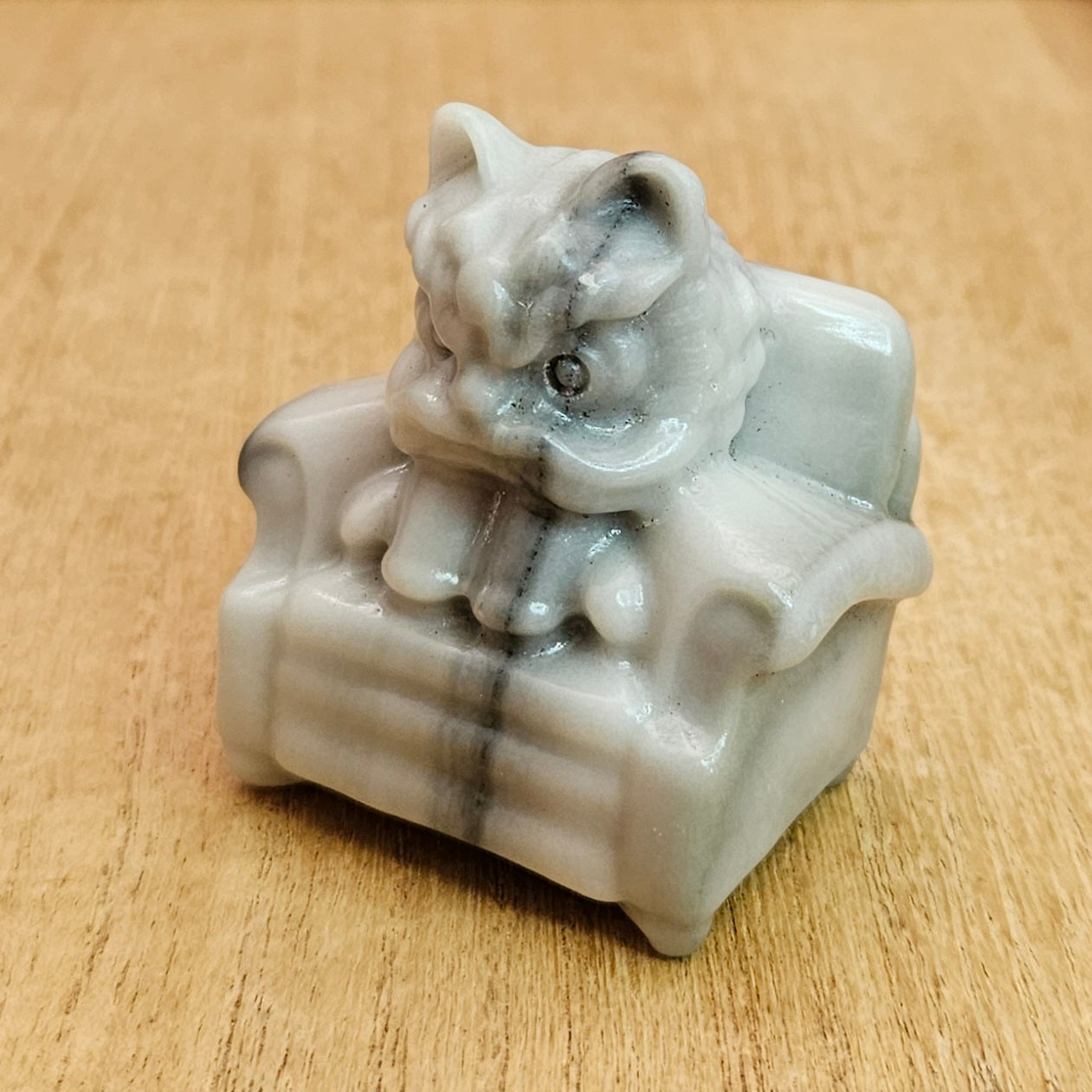 Taiji Jade Awakening Lion Dragon Carving.