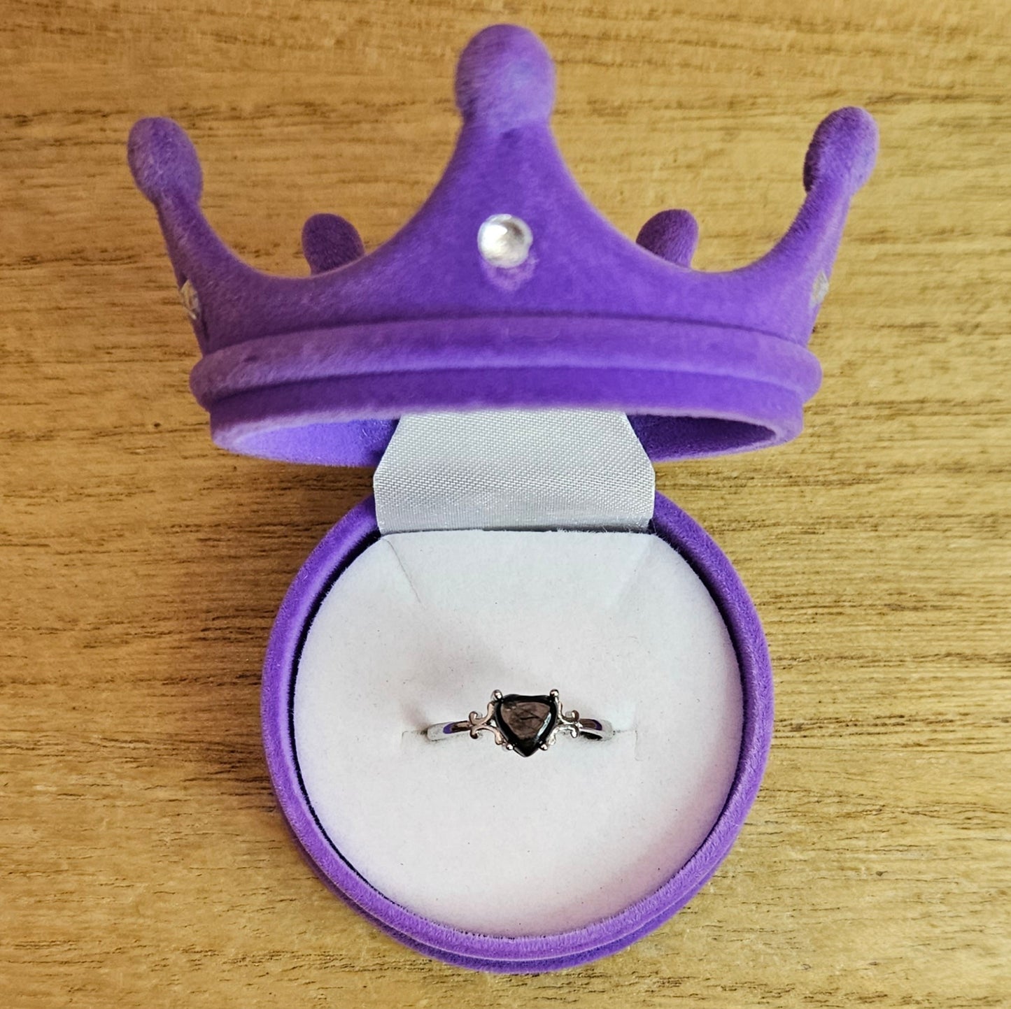 Hypersthene Heart Adjustable Ring.