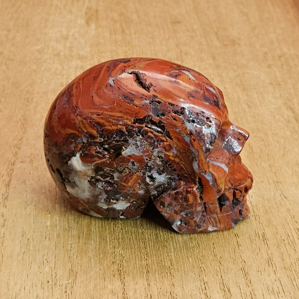 Red Jasper Skull Carving.
