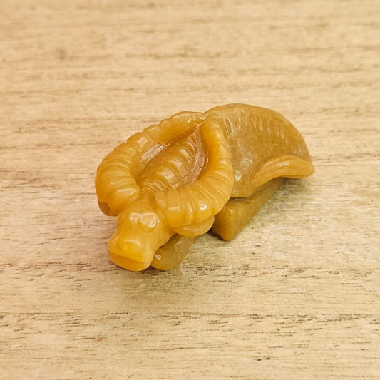 Yellow Jade Bull Hand Carving.