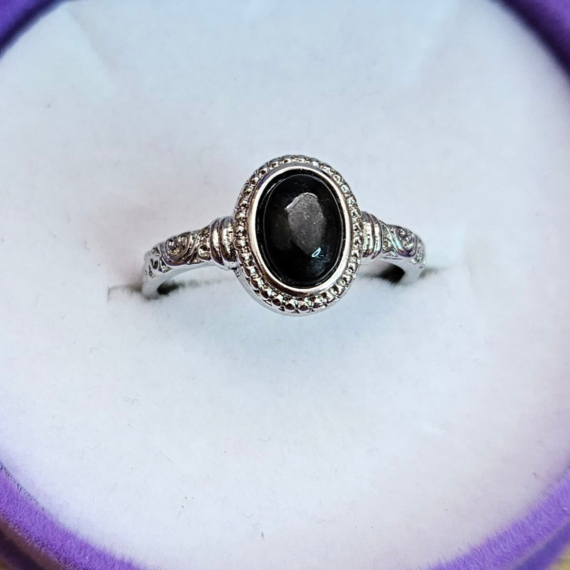 Obsidian Oval Adjustable Ring.
