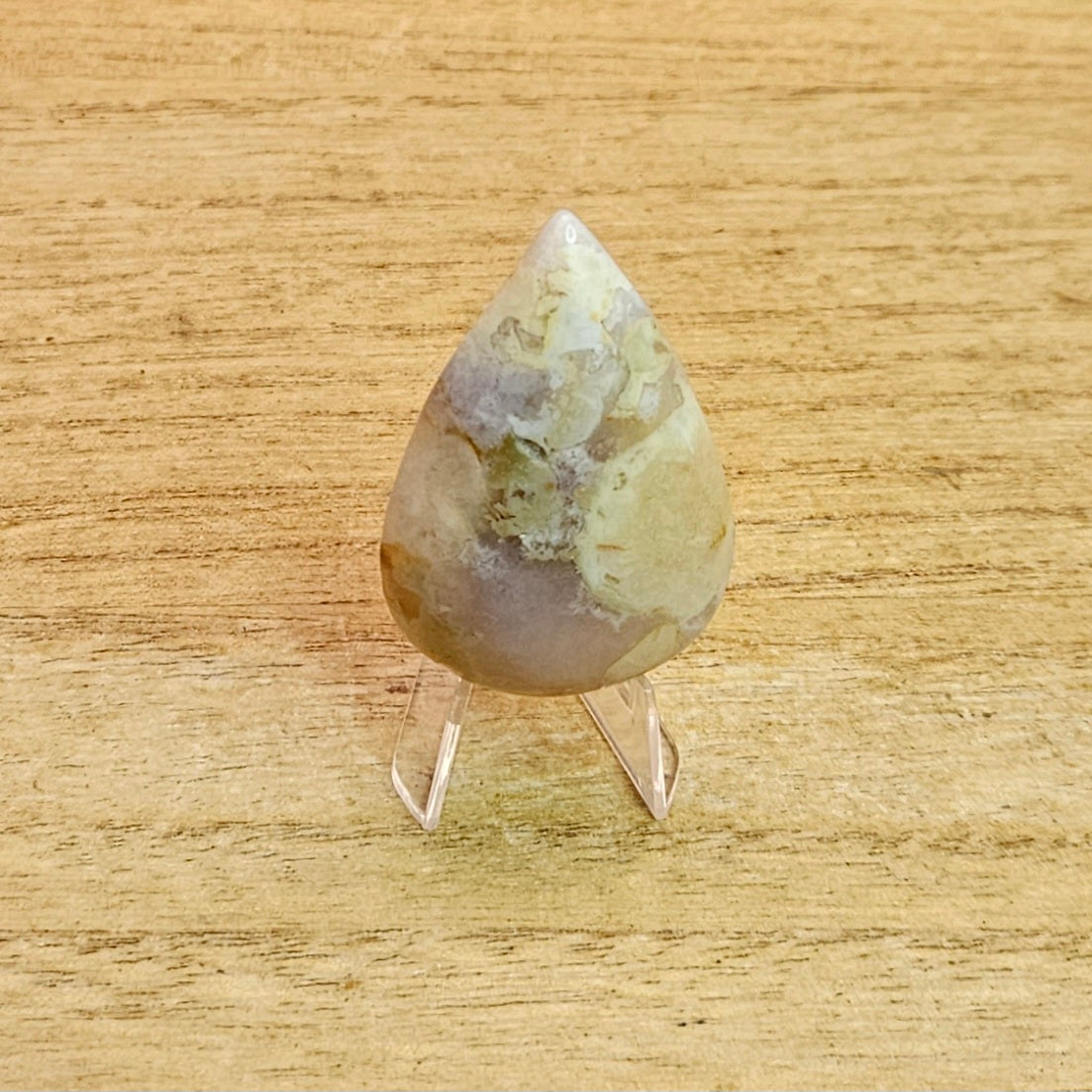 Flower Agate Tear-drop Cabochon.