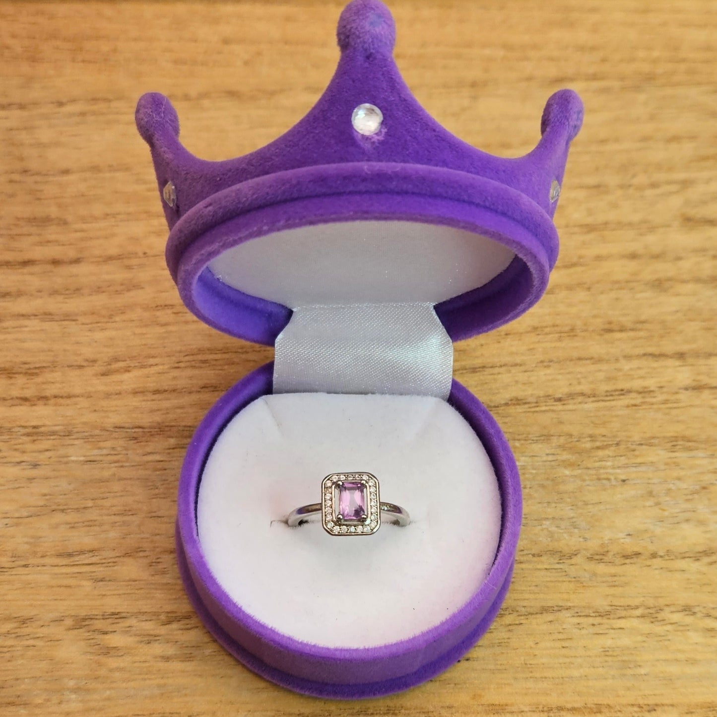 Rectangular Amethyst Adjustable Ring.