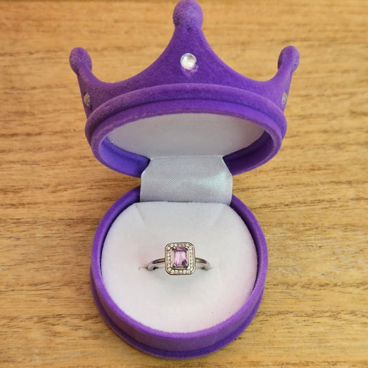 Rectangular Amethyst Adjustable Ring.