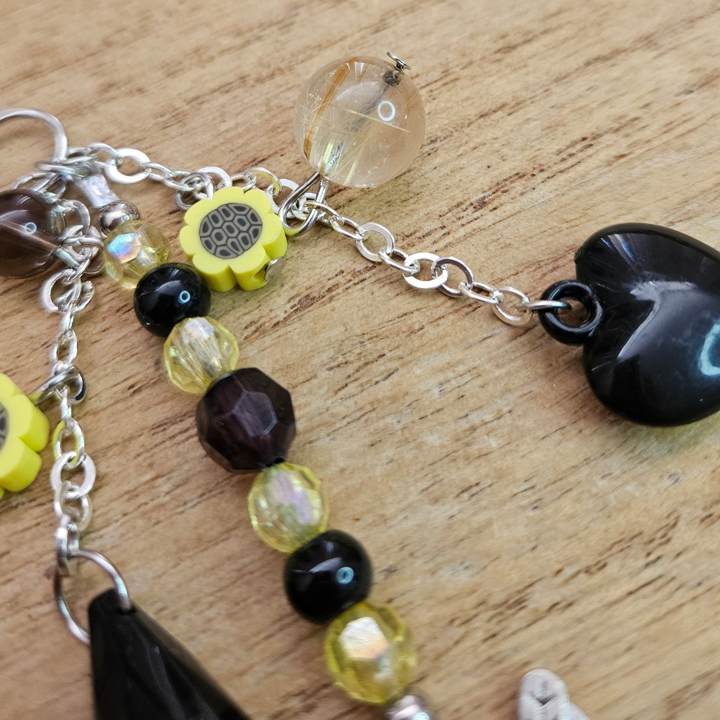 Bumblebee Keychain. Handmade Gold Rutile Keychain.