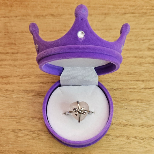 Rose Quartz Bow Heart Adjustable Ring.