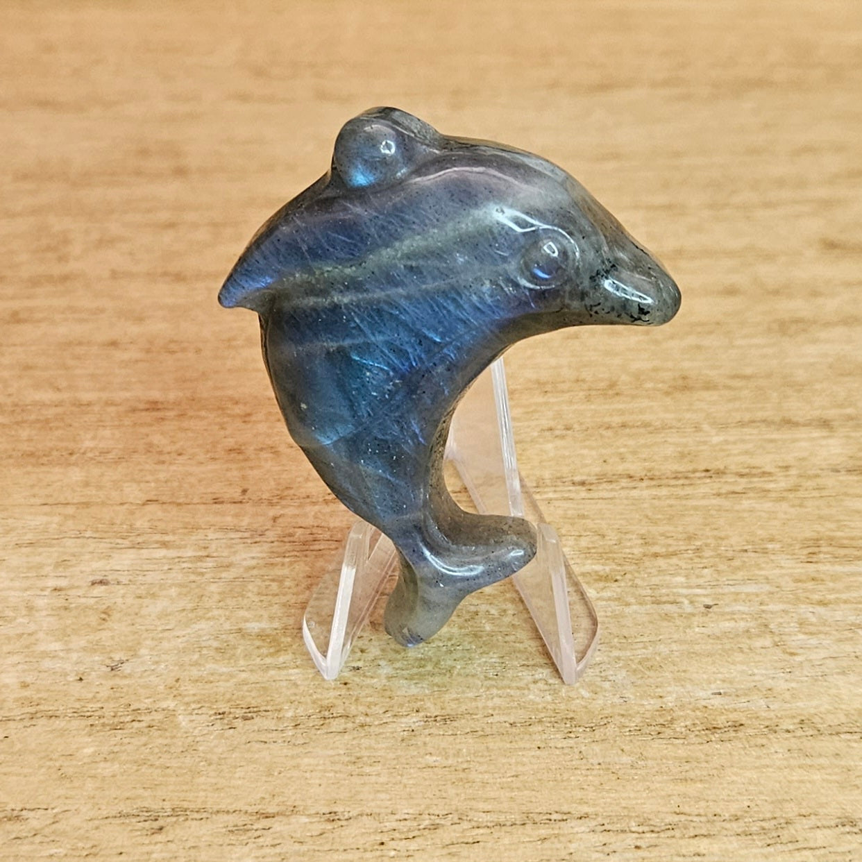 Labradorite Dolphin Flat Carving.