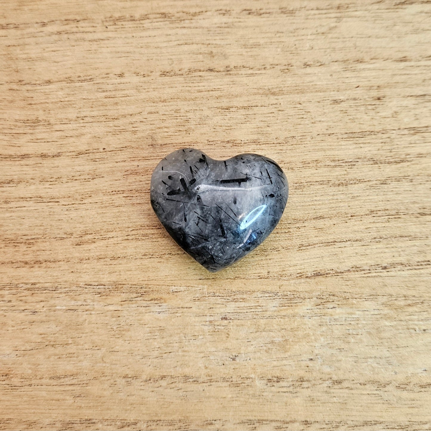 Black Rutilated Quartz Puffy Heart Carving.