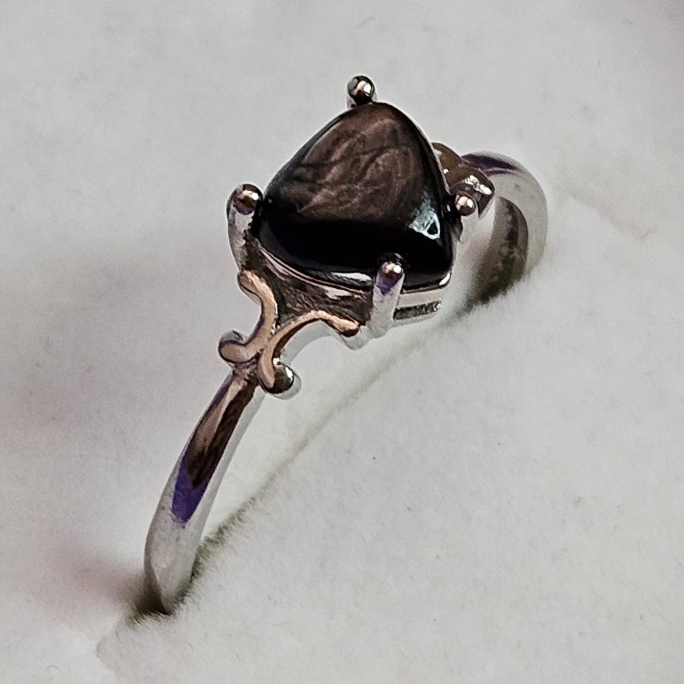Hypersthene Heart Adjustable Ring.