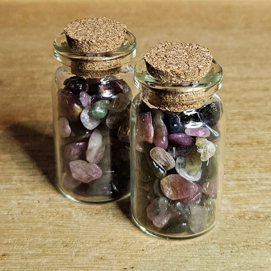 Rainbow Tourmaline Crystal Chip Jar.