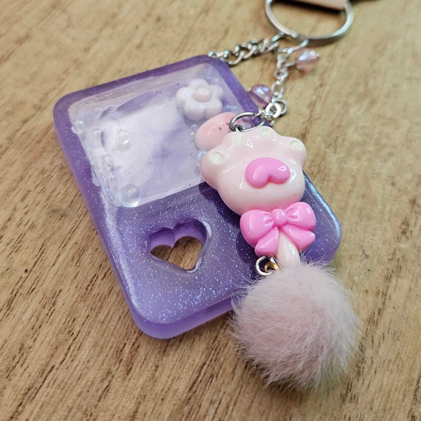 Game Console Keychain. Aura Quartz and Resin Keychain.