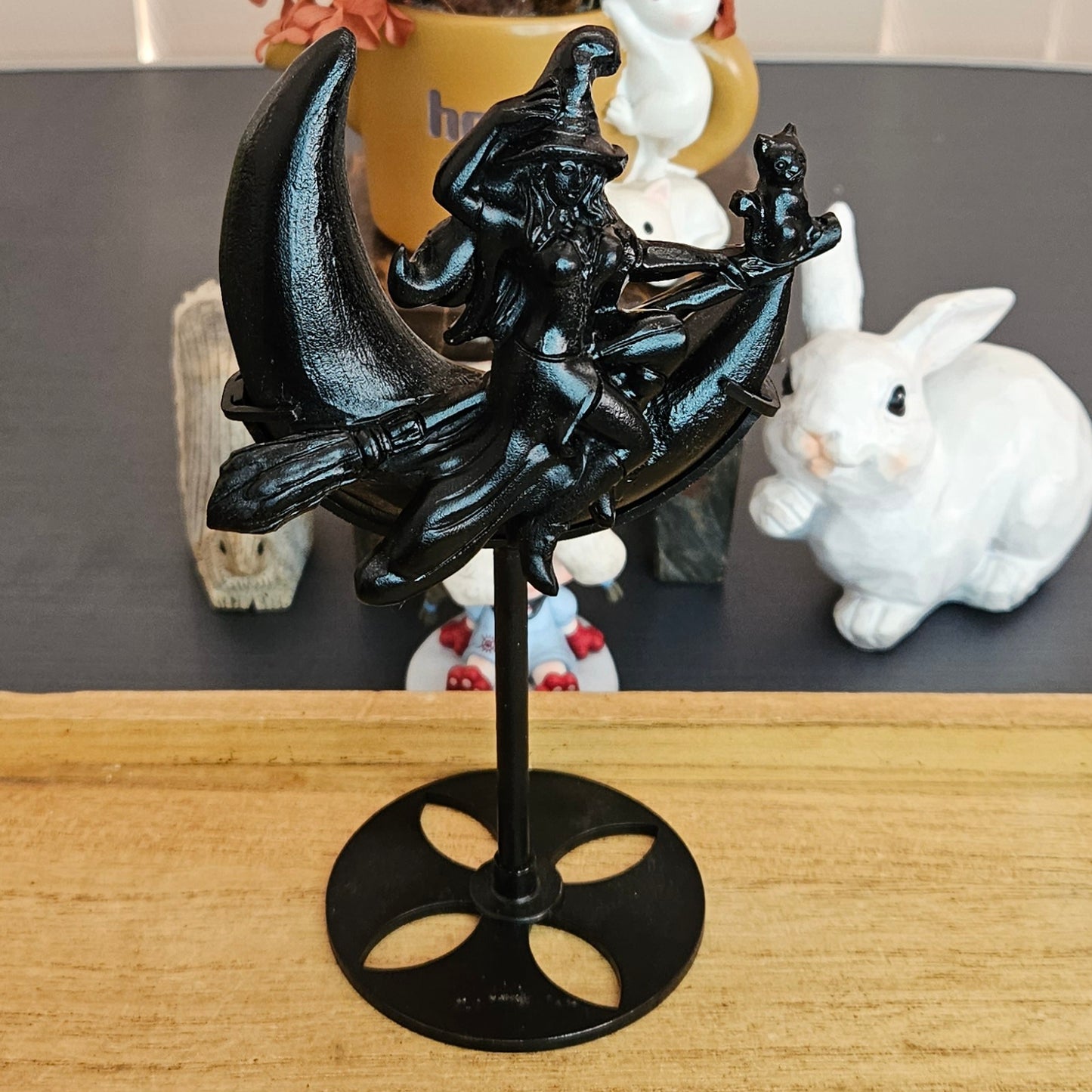 Obsidian Witch Moon Carving. *Comes with Stand*.