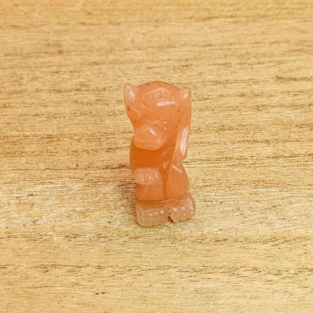 Peach Aventurine Monkey Hand Carving.