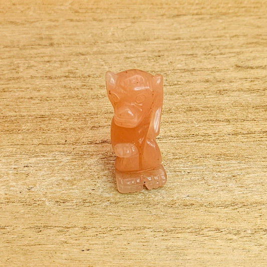 Peach Aventurine Monkey Hand Carving.