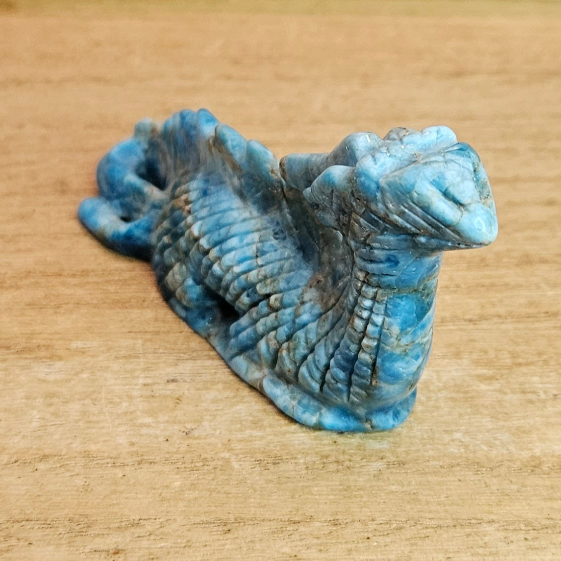 Blue Apitite Dragon Hand Carving.