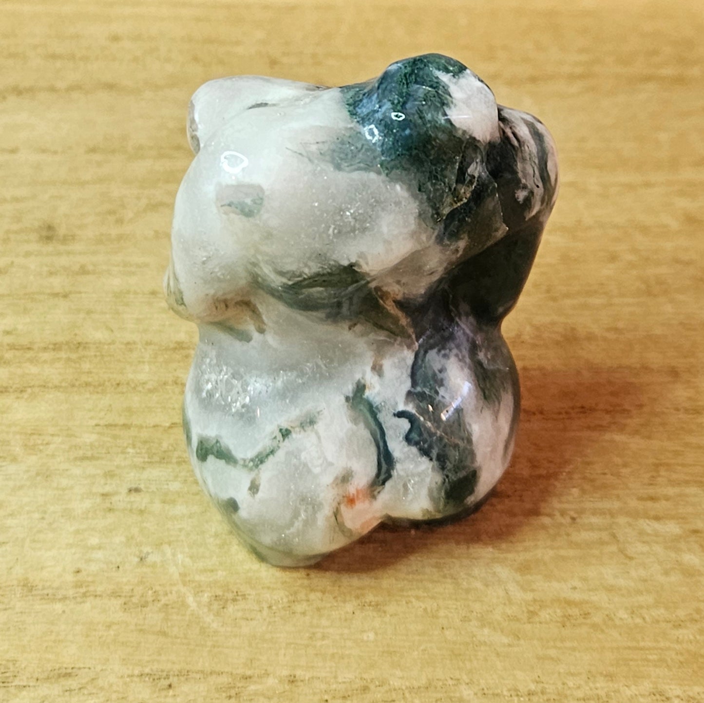 Moss Agate Pregnant Lady Body Carving