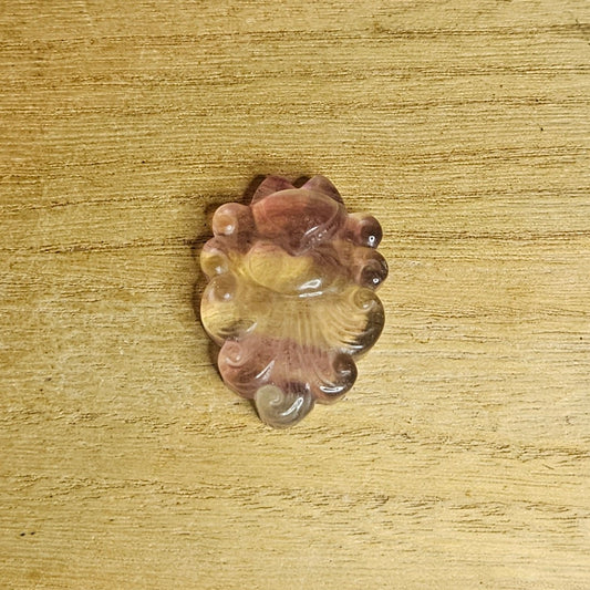 Candy Fluorite Ninetail Fox Flat Carving.