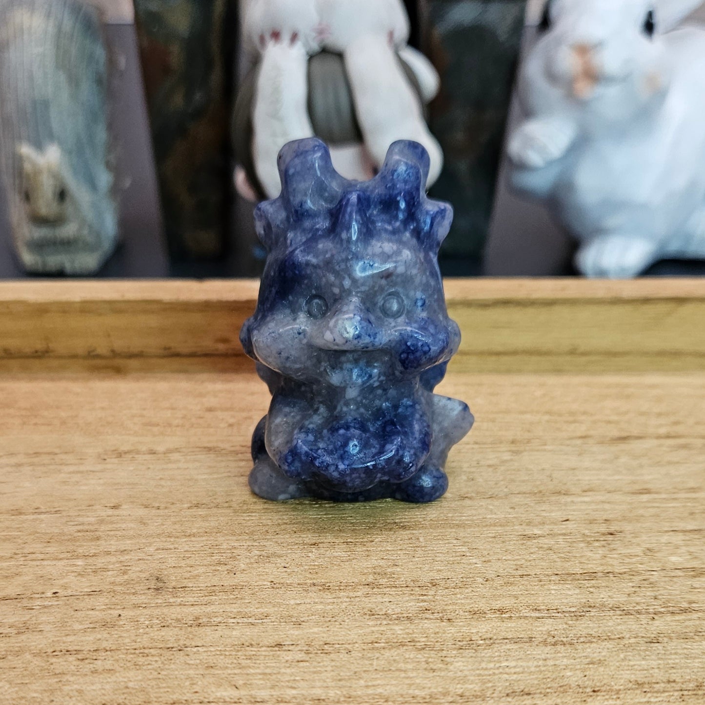 Blue Aventurine Baby Dragon Carving.
