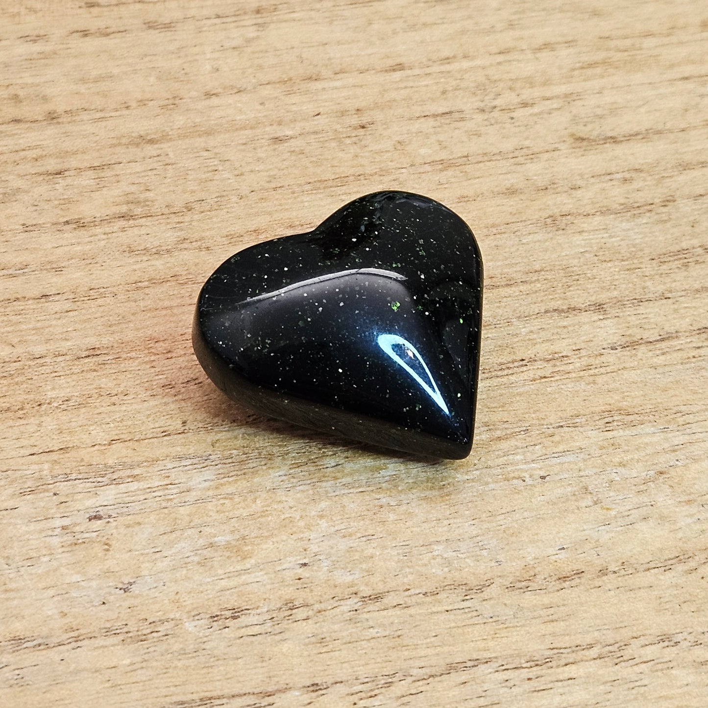 Green Goldstone Heart Carving.