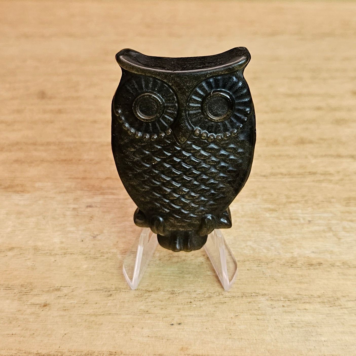 Gold Sheen Obsidian Owl Flat Carving.