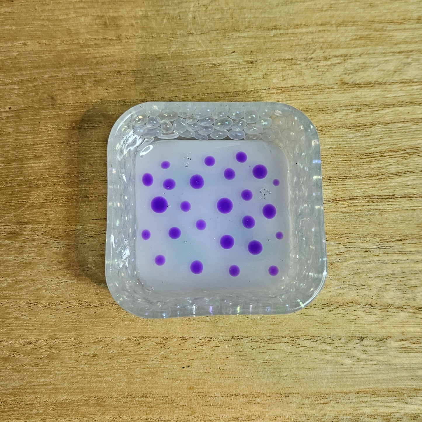 Purple Dot Dish. Aura Quartz Trinket Dish.