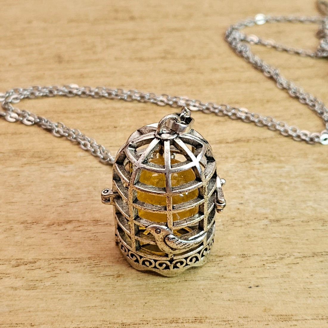 Bird Cage Necklace & Fluorite Sphere.