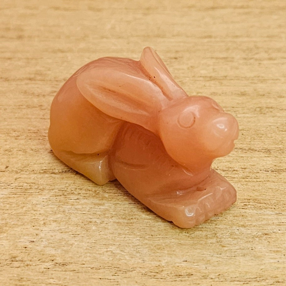 Peach Aventurine Rabbit Hand Carving.