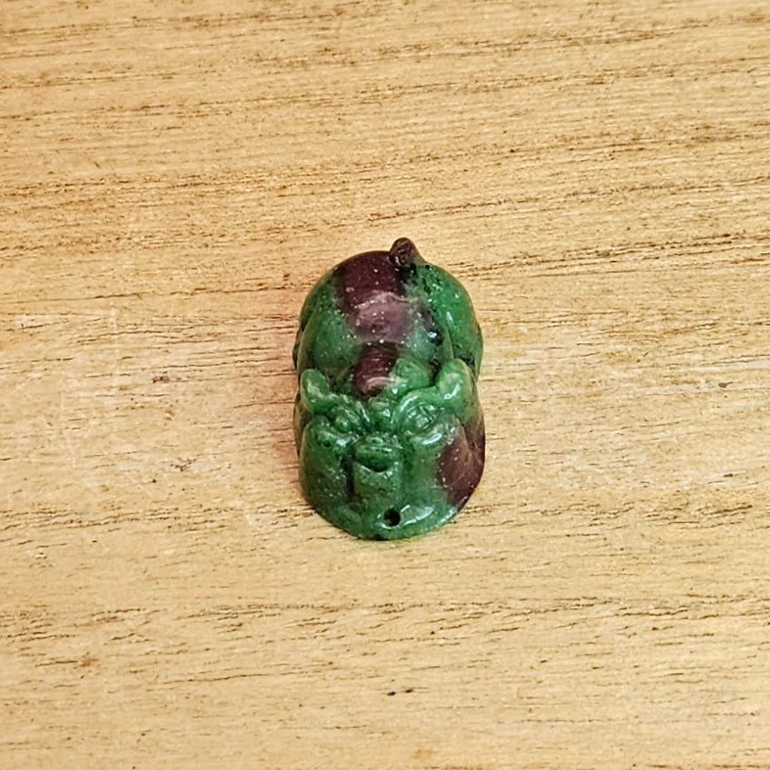 Ruby Zoizite Lucky Pig Hand Carving.
