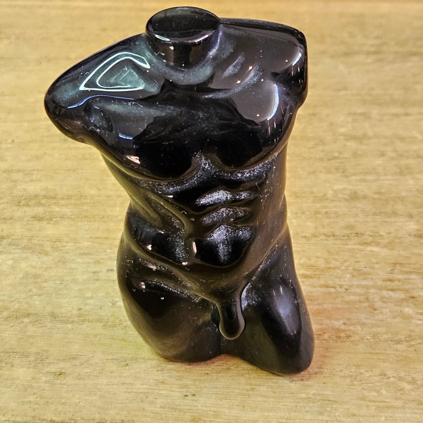 Silver Sheen Obsidian Male Body Carving.