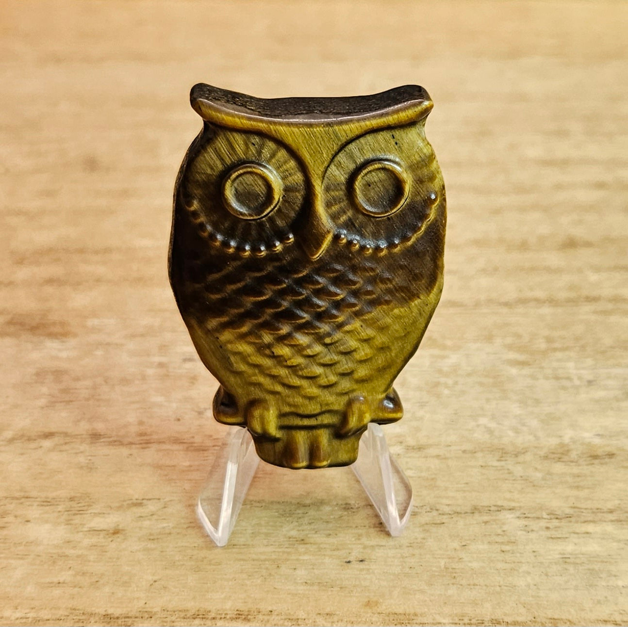 Tigers Eye Owl Flat Carving.