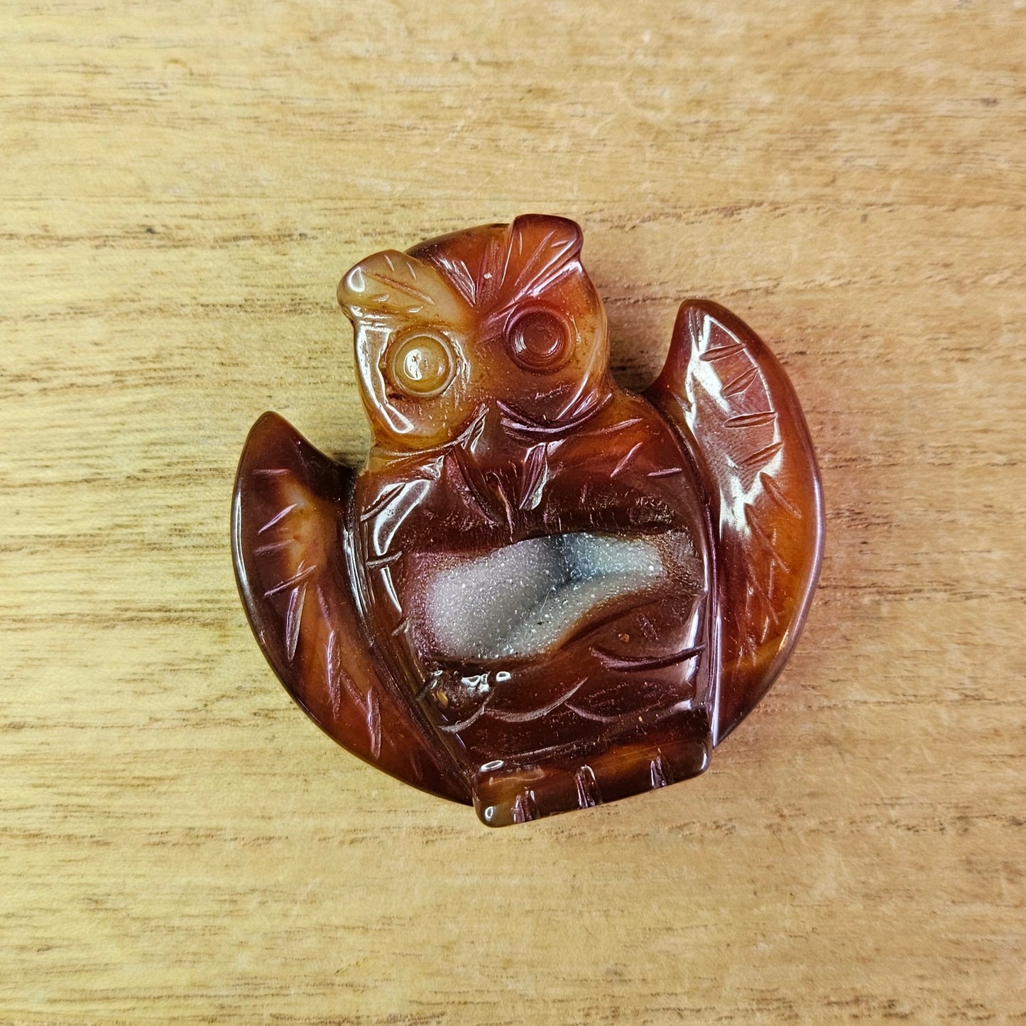 Carnelian Owl Carving.