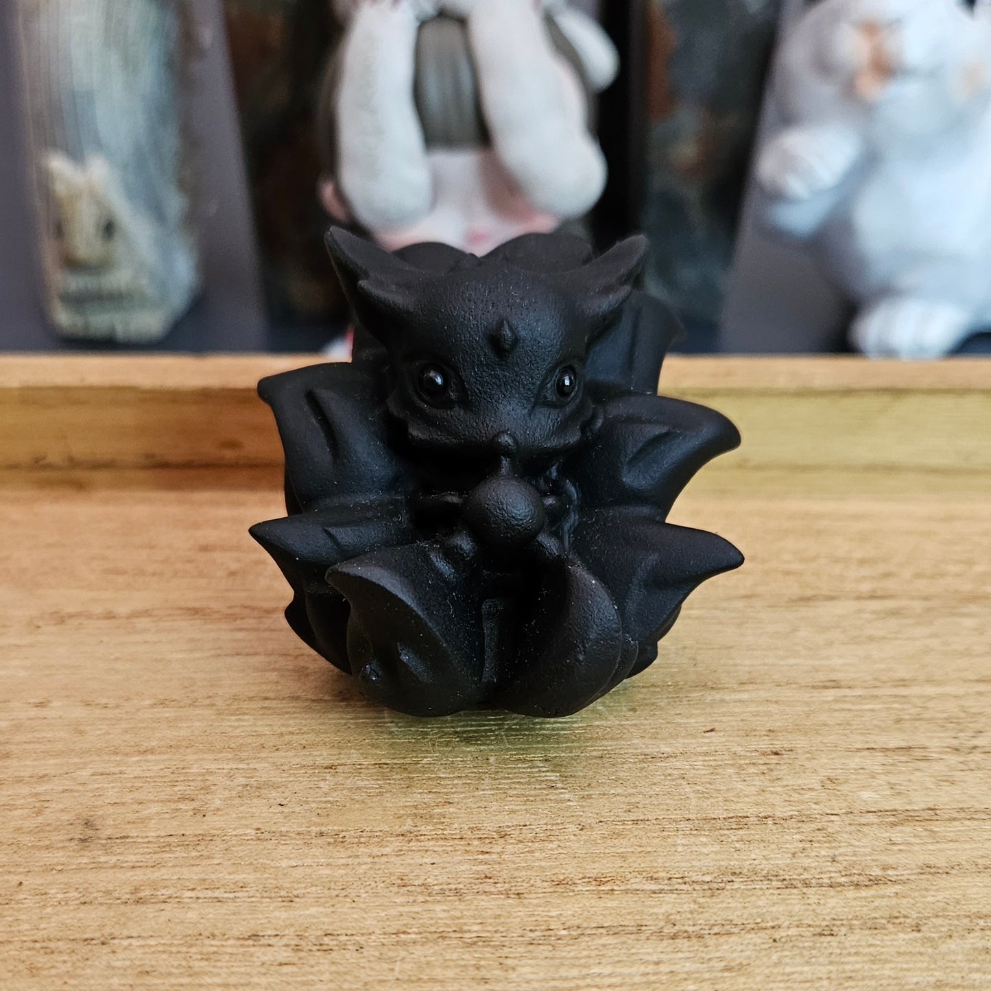 Obsidian Ninetail Fox Carving.