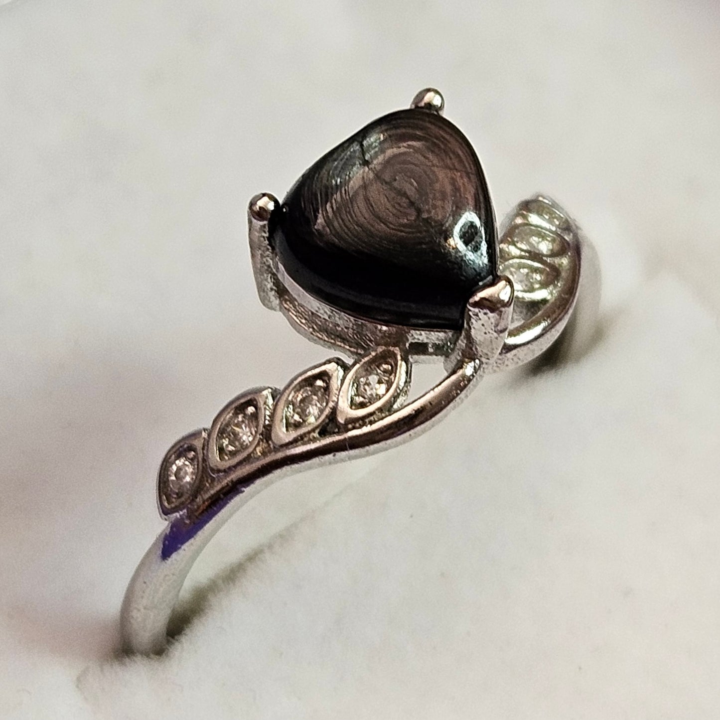 Hypersthene Heart Adjustable Ring.