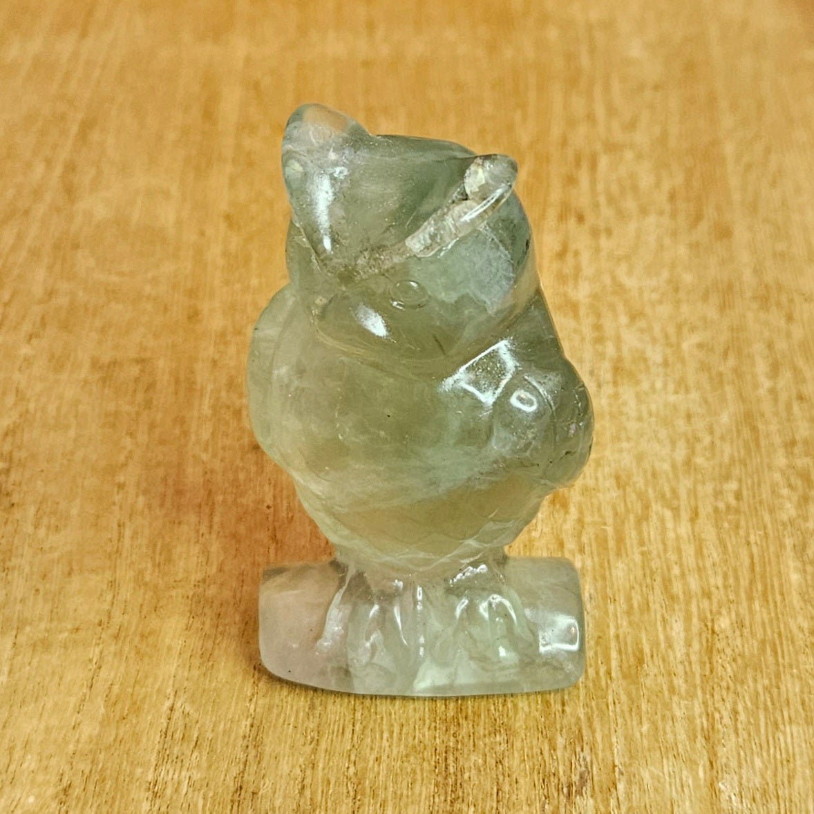 Green Fluorite Owl Carving.