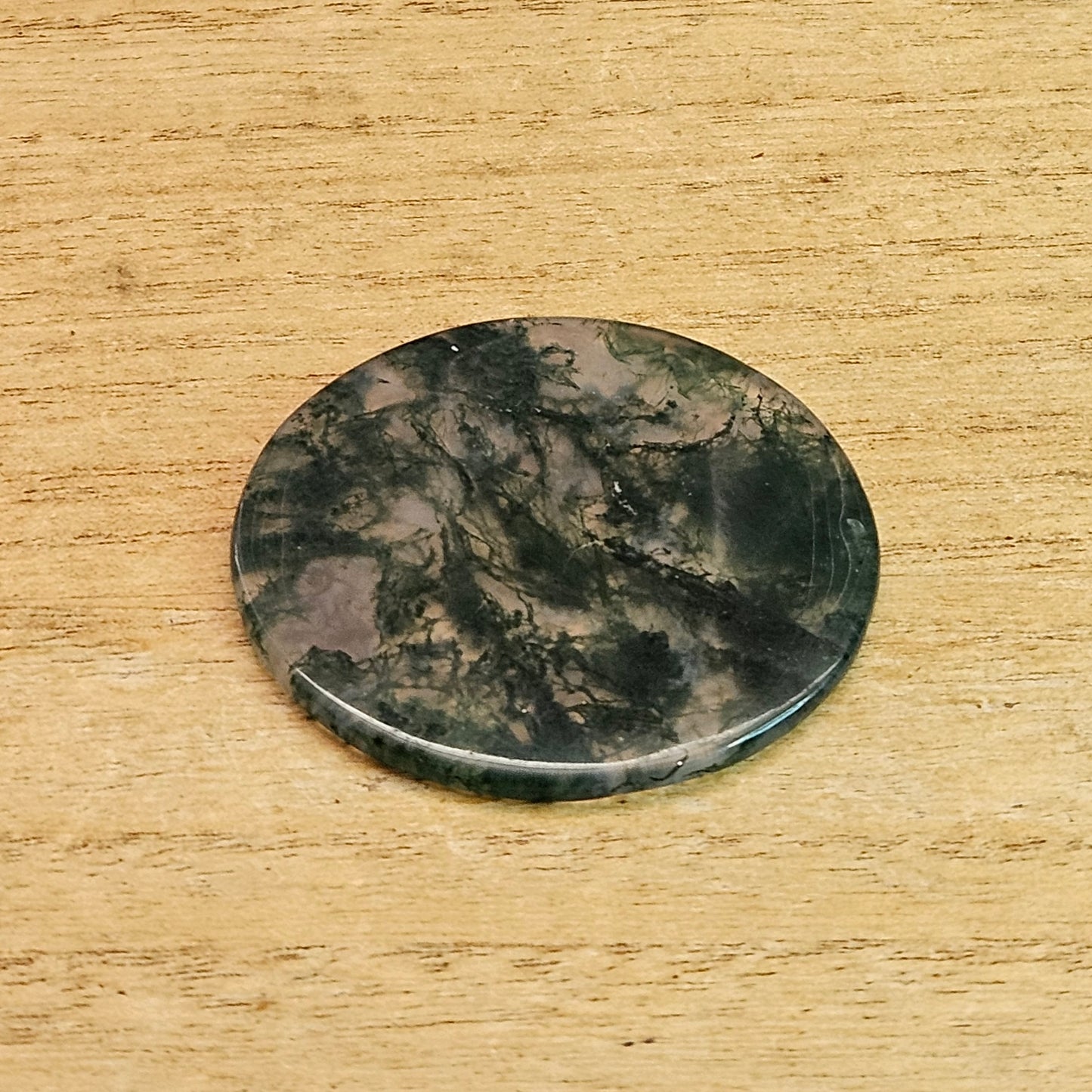 Moss Agate Disk Carving.
