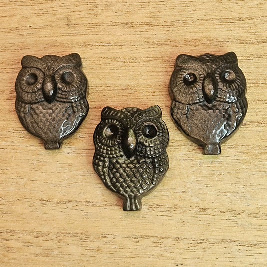 Gold Sheen Obsidian Owl Flat Carving. *Sold Separately*