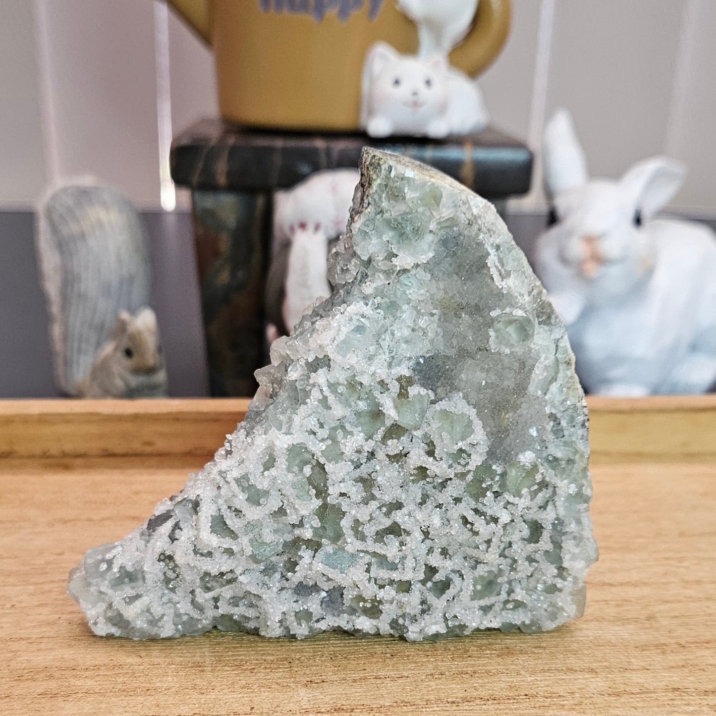 Green Cubic Sugar Fluorite Cluster Freeform.