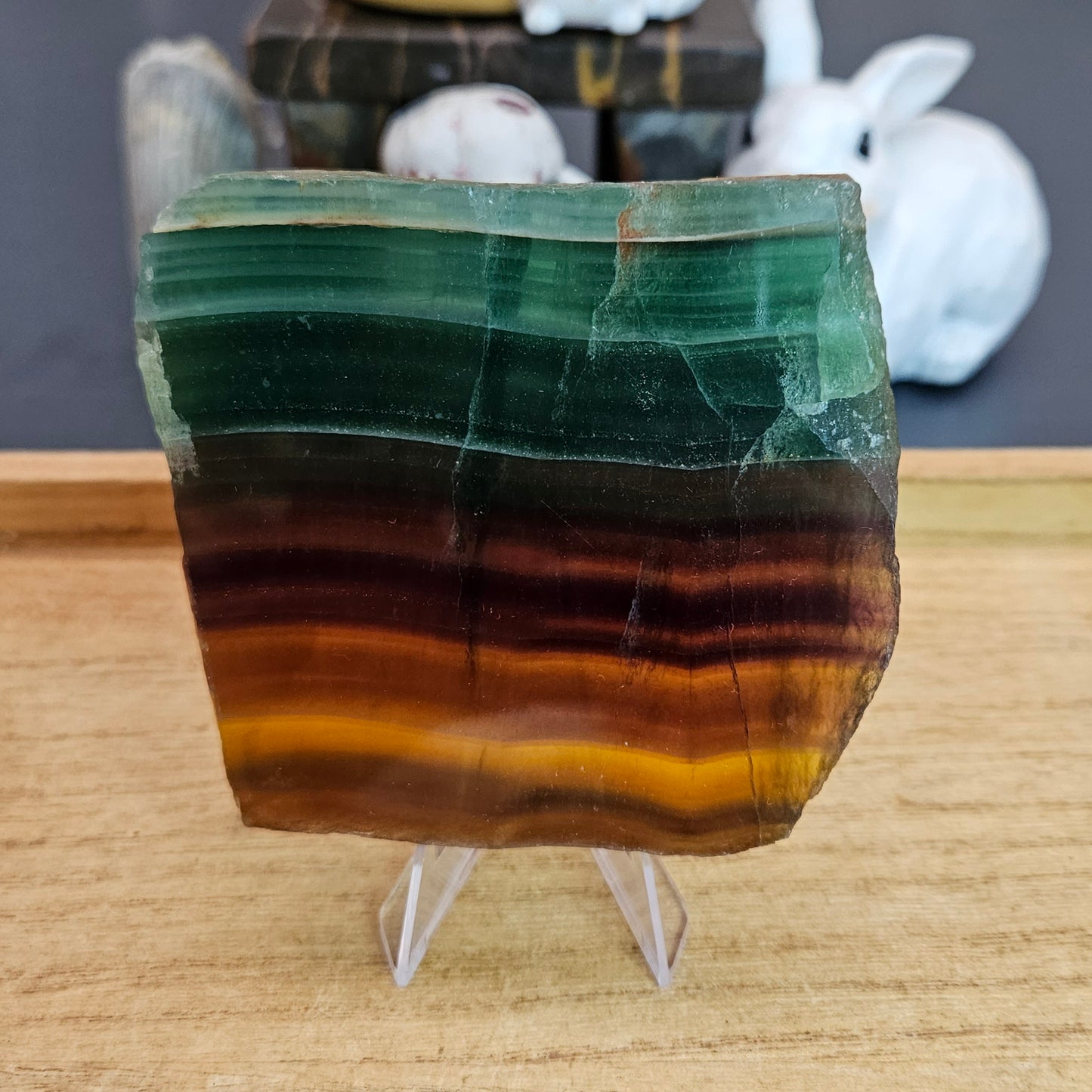 Banded Rainbow Fluorite Slab.