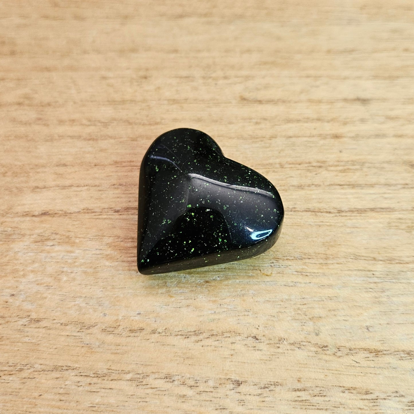 Green Goldstone Heart Carving.
