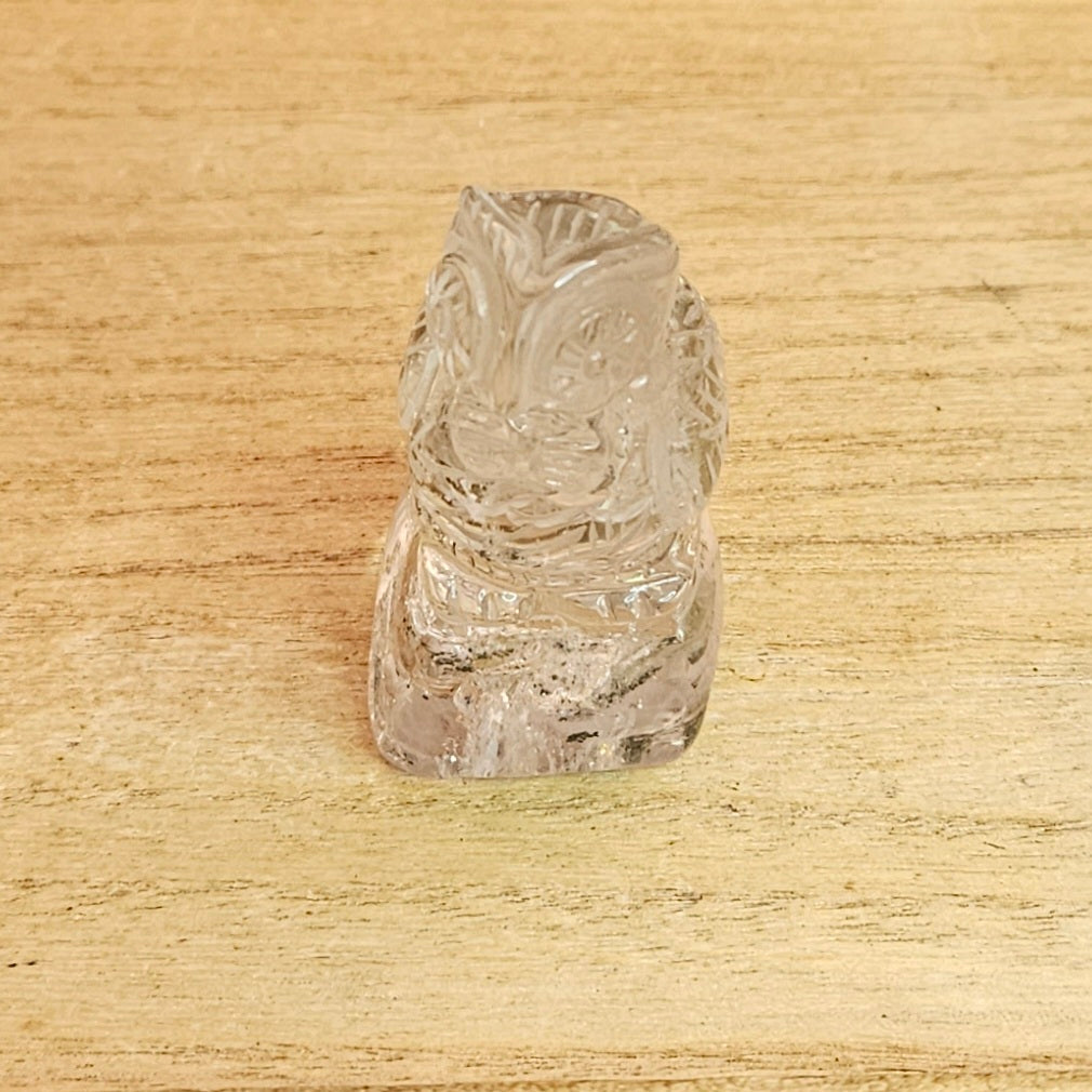 Garden Quartz Owl Hand Carving.
