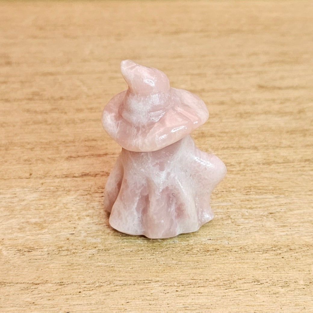 Pink Opal Witch Ghost Carving.
