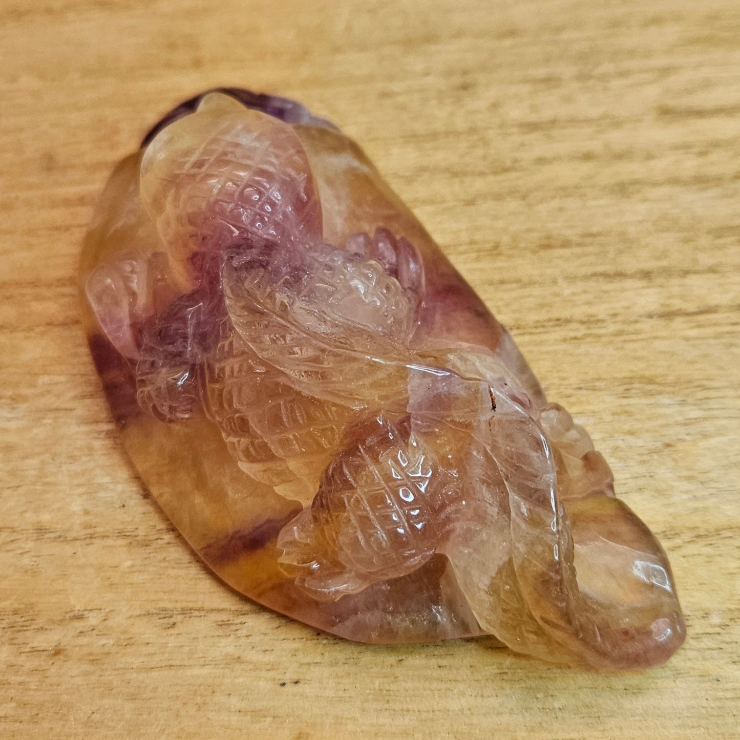Candy Fluorite Lizard Carving.