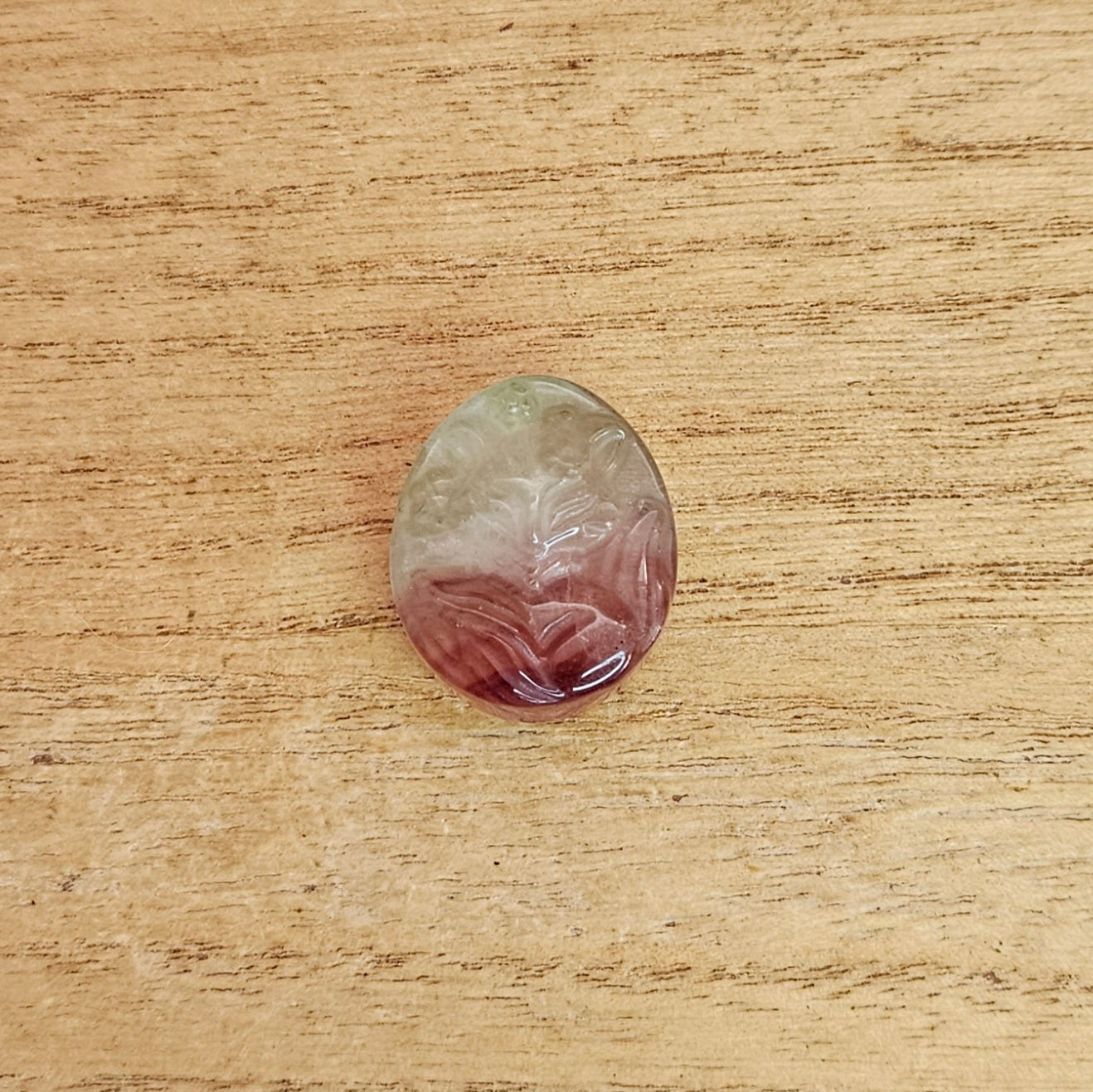 Fluorite Ninetail Fox Flat Carving.