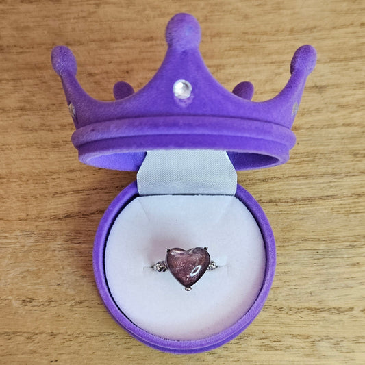 Purple Lepidolite Heart Adjustable Ring.