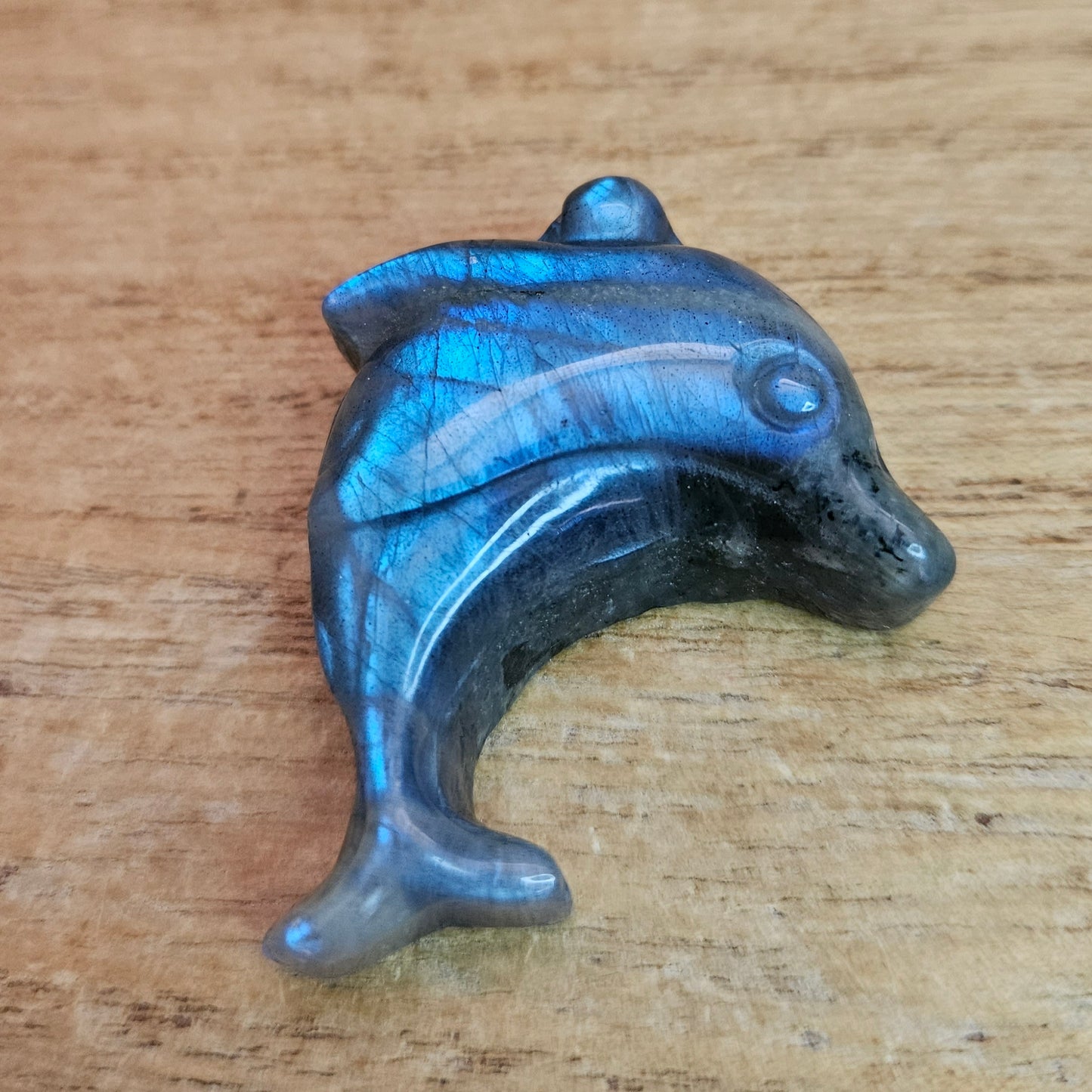 Labradorite Dolphin Flat Carving.
