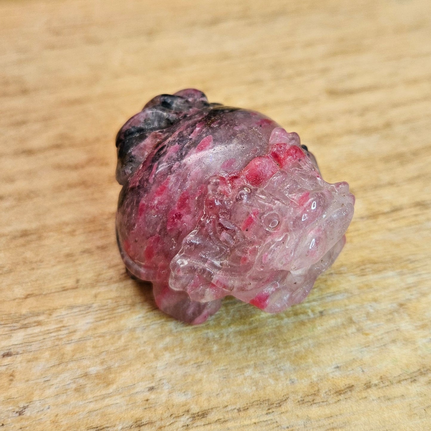 Ice Rhodanite LongGui Carving.