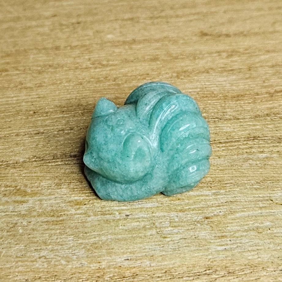 Amazonite Ninetail Fox Carving.