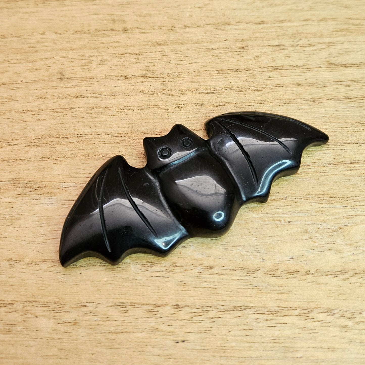 Obsidian Bat Flat Carving.
